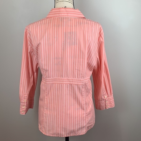 G.H. Bass & Co. Stretch Deep V Button Up Stripe Shirt - Picture 2 of 7